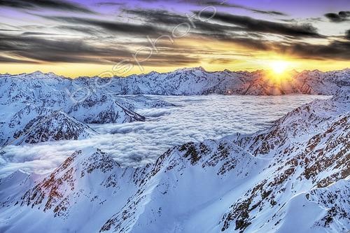 Biosphoto | 2618178 | Sunset over the Pyrenees and sea of clouds from the Pic du Midi de Bigorre Observatory, France. | &copy; Christophe  Lehénaff / Biosphoto