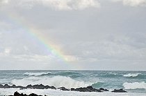 Biosphoto | 1601961 | Surf and rainbow at Cape Agulhas, Africa's southernmost point, Western Cape Province, South Africa | &copy; Walter G. Allgoewer / imageBROKER / Biosphoto