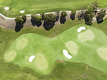 Biosphoto | 2609293 | Terrain d'entraînement avec greens et bunkers au San Roque Club Golf Resort. Vue aérienne. Prise de vue par drone. Province de Cadix, Andalousie, Espagne. | &copy; Thomas Dressler / Biosphoto