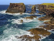 Biosphoto | 2601946 | The famous cliffs and sea stacks of Eshaness (Esha Ness), part of the Geopark Shetland and geologically a volcano. Europe, Great Britain, Scotland, Northern Isles, Shetland | &copy; Martin Zwick / Biosphoto