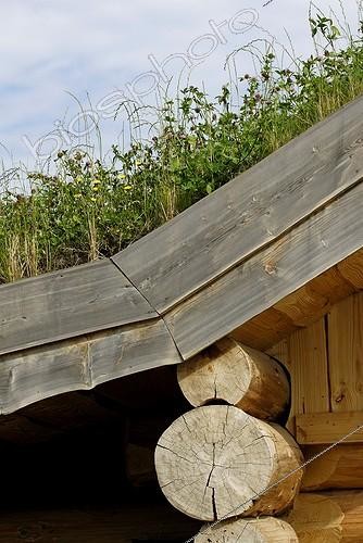Biosphoto | 529330 | Toit végétalisé et structure en rondins sur un chalet ; Ferme auberge du Rain des Chênes au hameau de la Basse Hutte. | &copy; Denis Bringard / Biosphoto