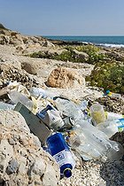 Biosphoto | 1186065 | Waste on the coast near Peniscola, Costa Azahar, Spain, Europe | &copy; Meinrad Riedo / imageBROKER / Biosphoto