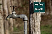 Biosphoto | 2575214 | Water tap and 'non drinking water' sign, Sarthe, France | &copy; Michel Gile / Biosphoto